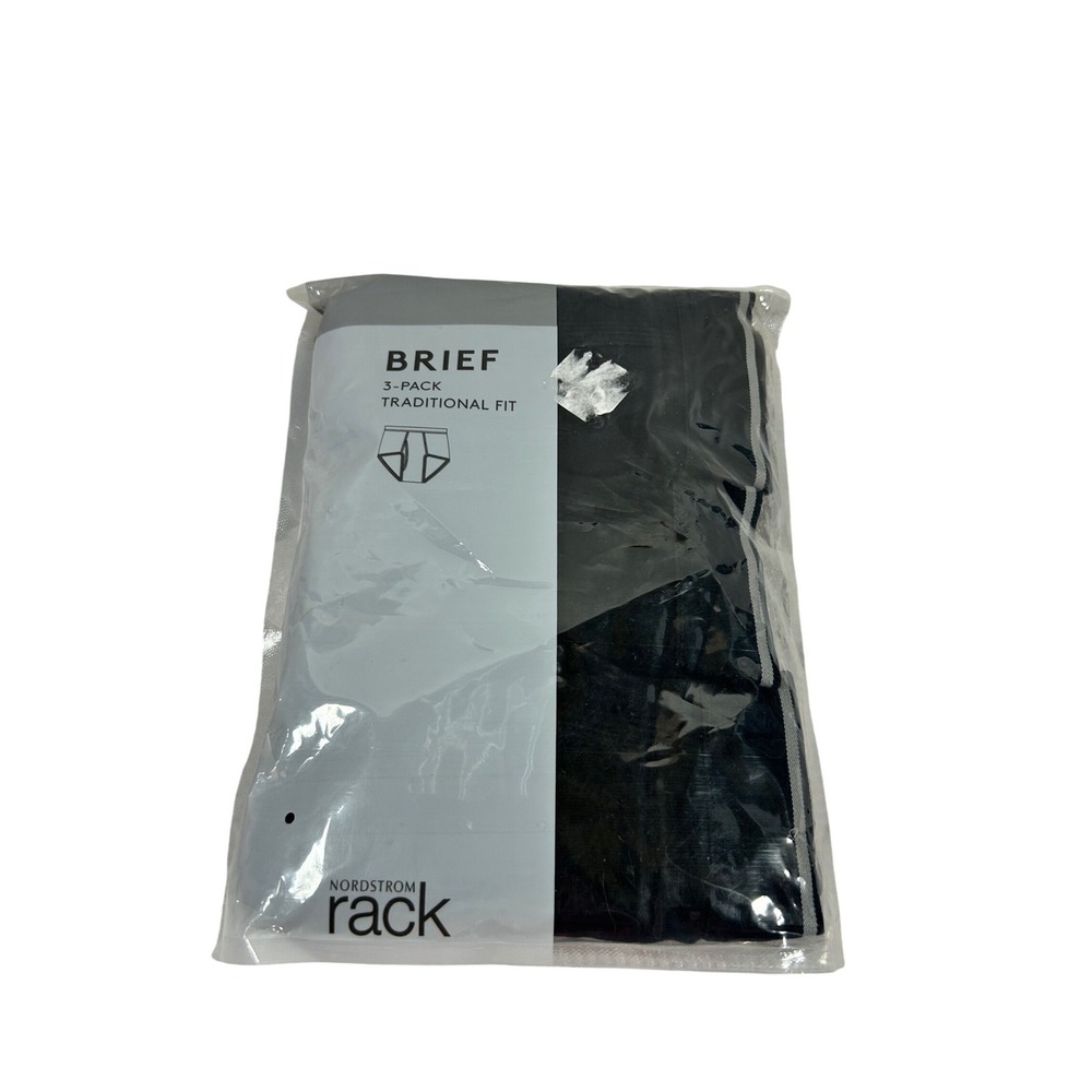 Nordstrom Rack Briefs 3-Pack Size 36 Black Traditional Fit Cotton‎ Mens